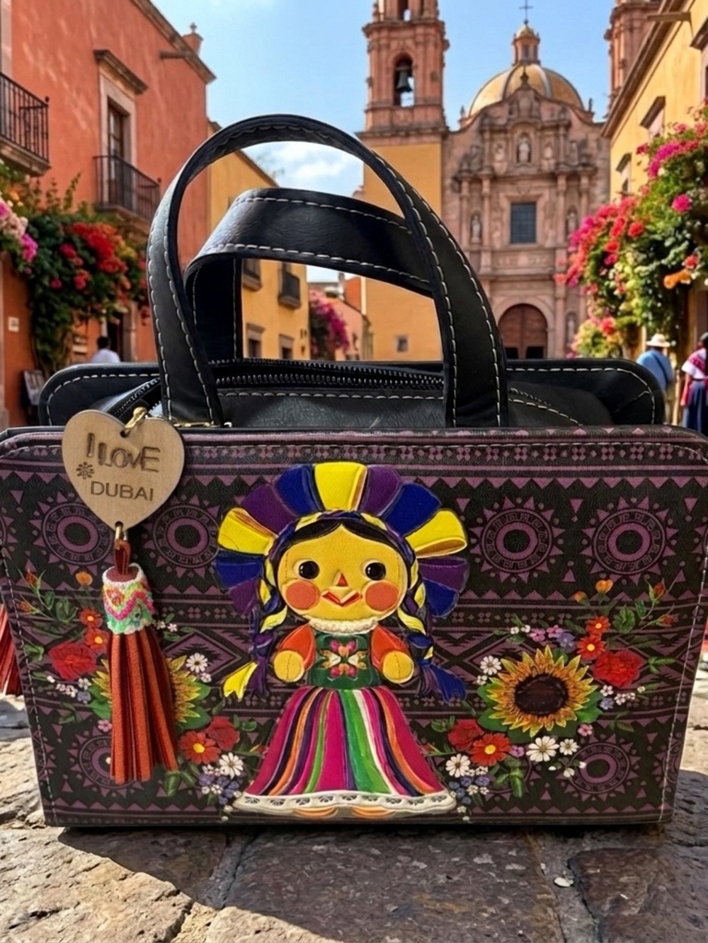 Dubai Collection Vibrant Maria Doll Vegan Leather Crossbody Bag